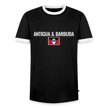 Antigua-et-Barbuda Drapeau d’Antigua - T-shirt contrasté Homme - noir/blanc - Devant - AI Model Female 172 light (172cm) & AI Model Male 178 light (178cm)