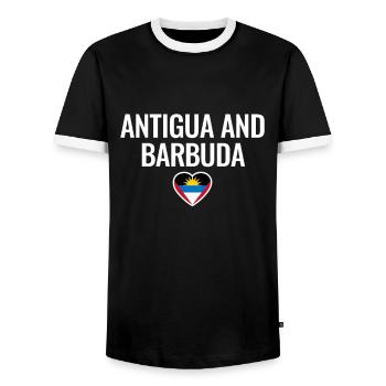 Antigua-et-Barbuda Drapeau d’Antigua - T-shirt contrasté Homme - noir/blanc - Devant - AI Model Female 172 light (172cm) & AI Model Male 178 light (178cm)