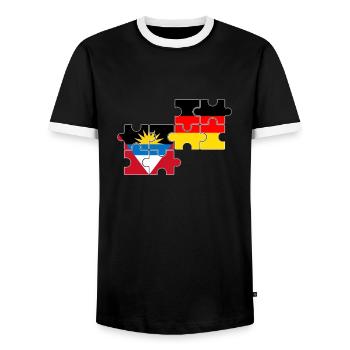 Antigua-et-Barbuda Allemagne Drapeau Antigua - T-shirt contrasté Homme - noir/blanc - Devant - AI Model Female 172 light (172cm) & AI Model Male 178 light (178cm)