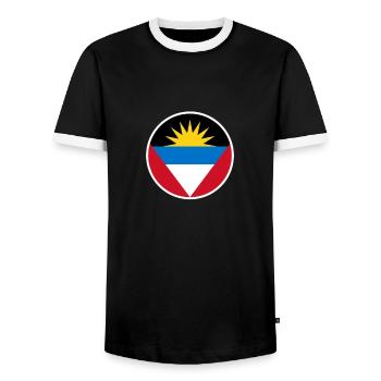 Antigua-Barbuda Drapeau d’Antigua - T-shirt contrasté Homme - noir/blanc - Devant - AI Model Female 172 light (172cm) & AI Model Male 178 light (178cm)