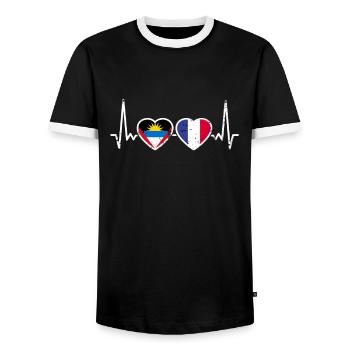 Antigua and Barbuda France Vintage Flag - Men's Ringer Shirt - black/white - Front - AI Model Female 172 light (172cm) & AI Model Male 178 light (178cm)