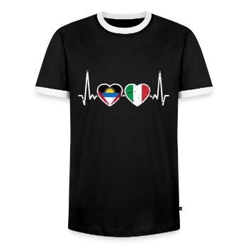 Antigua and Barbuda Italy Vintage Flag - Men's Ringer Shirt - black/white - Front - AI Model Female 172 light (172cm) & AI Model Male 178 light (178cm)