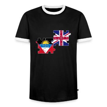 Antigua-et-Barbuda Drapeau britannique Antigua - T-shirt contrasté Homme - noir/blanc - Devant - AI Model Female 172 light (172cm) & AI Model Male 178 light (178cm)