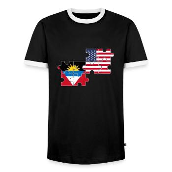 Antigua-et-Barbuda Drapeau des États-Unis Antigua - T-shirt contrasté Homme - noir/blanc - Devant - AI Model Female 172 light (172cm) & AI Model Male 178 light (178cm)