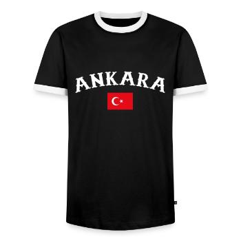 Ankara Turkey Turkey Turkish Flag Turk - Men's Ringer Shirt - black/white - Front - AI Model Female 172 light (172cm) & AI Model Male 178 light (178cm)
