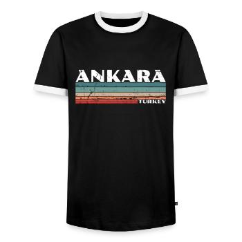 Ankara Turkey Vintage Turkish Turkish - Men's Ringer Shirt - black/white - Front - AI Model Female 172 light (172cm) & AI Model Male 178 light (178cm)