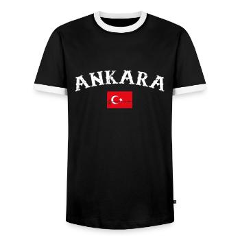 Ankara Turkey Vintage Turkey Flag Turk - Men's Ringer Shirt - black/white - Front - AI Model Female 172 light (172cm) & AI Model Male 178 light (178cm)