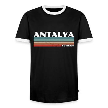 Antalya Turkey Retro Turkey Turkish Turk - Men's Ringer Shirt - black/white - Front - AI Model Female 172 light (172cm) & AI Model Male 178 light (178cm)