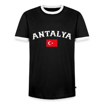 Antalya Turkey Turkey Turkish Flag Turk - Men's Ringer Shirt - black/white - Front - AI Model Female 172 light (172cm) & AI Model Male 178 light (178cm)