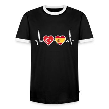 Turquie Espagne Vintage Heartbeat Flag Turk - T-shirt contrasté Homme - noir/blanc - Devant - AI Model Female 172 light (172cm) & AI Model Male 178 light (178cm)