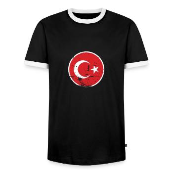 Turquie Vintage Drapeau turc Turk - T-shirt contrasté Homme - noir/blanc - Devant - AI Model Female 172 light (172cm) & AI Model Male 178 light (178cm)