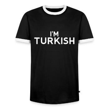 Je suis Turc Turquie Türkei Türkische Türke - T-shirt contrasté Homme - noir/blanc - Devant - AI Model Female 172 light (172cm) & AI Model Male 178 light (178cm)
