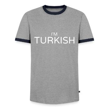 Je suis Turc Turquie Türkei Türkische Türke - T-shirt contrasté Homme - gris/marine  - Devant - AI Model Female 172 light (172cm) & AI Model Male 178 light (178cm)