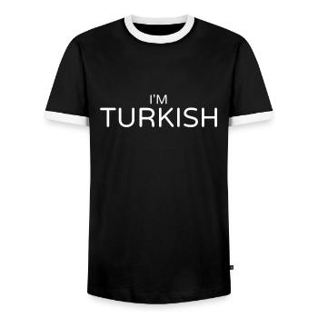 Je suis Turc Turquie Türkei Türkische Türke - T-shirt contrasté Homme - noir/blanc - Devant - AI Model Female 172 light (172cm) & AI Model Male 178 light (178cm)