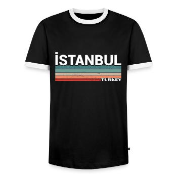 Istanbul Turkey Retro Turkey Turkish Turk - Men's Ringer Shirt - black/white - Front - AI Model Female 172 light (172cm) & AI Model Male 178 light (178cm)