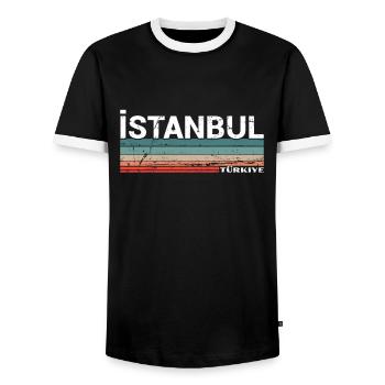 Istanbul Turquie Turquie Vintage Turquie Turc - T-shirt contrasté Homme - noir/blanc - Devant - AI Model Female 172 light (172cm) & AI Model Male 178 light (178cm)