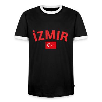 Izmir Turkey Vintage Turkey Turkish Flag Turk - Men's Ringer Shirt - black/white - Front - AI Model Female 172 light (172cm) & AI Model Male 178 light (178cm)