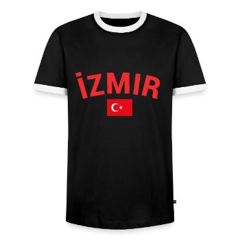 Izmir Turkey Turkey Turkish Flag Turkey - Men's Ringer Shirt - black/white - Front - AI Model Female 172 light (172cm) & AI Model Male 178 light (178cm)