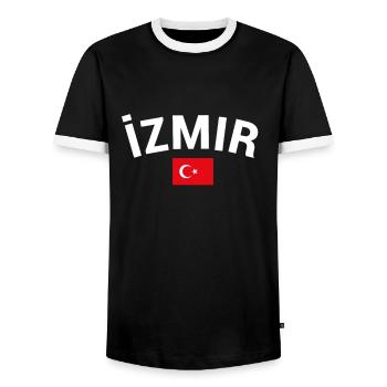 Izmir Turkey Turkey Turkish Flag Turkey - Men's Ringer Shirt - black/white - Front - AI Model Female 172 light (172cm) & AI Model Male 178 light (178cm)