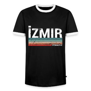 Izmir Türkiye Turkey Vintage Turkish Turkish - Men's Ringer Shirt - black/white - Front - AI Model Female 172 light (172cm) & AI Model Male 178 light (178cm)