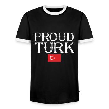 Proud Turk Türkei Türkische Flagge Türke - Männer Kontrast-T-Shirt - Schwarz/Weiß - Vorne - AI Model Female 172 light (172cm) & AI Model Male 178 light (178cm)