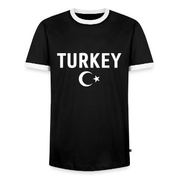 Turkey Turkey Turkish Turk - Men's Ringer Shirt - black/white - Front - AI Model Female 172 light (172cm) & AI Model Male 178 light (178cm)