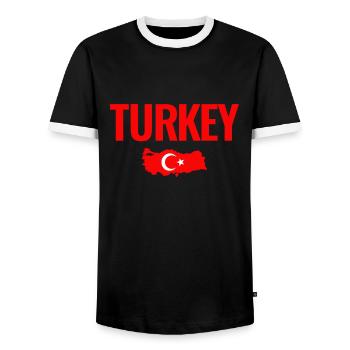 Turkey Map Turkey Turkish Flag Turkey - Men's Ringer Shirt - black/white - Front - AI Model Female 172 light (172cm) & AI Model Male 178 light (178cm)