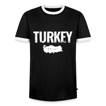 Turkey Vintage Map Turkey Turkish - Men's Ringer Shirt - black/white - Front - AI Model Female 172 light (172cm) & AI Model Male 178 light (178cm)