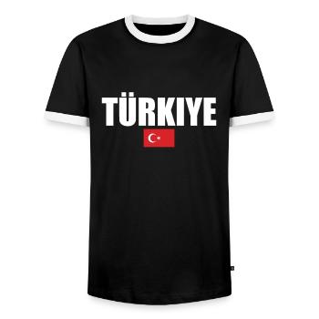 Türkiye Turkey Turkish Flag Turk - Men's Ringer Shirt - black/white - Front - AI Model Female 172 light (172cm) & AI Model Male 178 light (178cm)