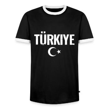 Türkiye Vintage Turkey Turkish Turk - Men's Ringer Shirt - black/white - Front - AI Model Female 172 light (172cm) & AI Model Male 178 light (178cm)