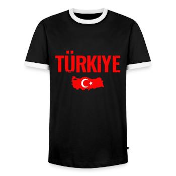 Türkiye Map Vintage Turkey Flag Turk - Men's Ringer Shirt - black/white - Front - AI Model Female 172 light (172cm) & AI Model Male 178 light (178cm)
