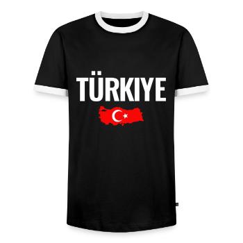 Türkiye Map Turkey Turkish Flag Turk - Men's Ringer Shirt - black/white - Front - AI Model Female 172 light (172cm) & AI Model Male 178 light (178cm)