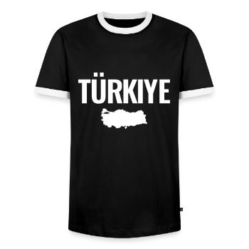 Carte de la Turquie Turquie Turc - T-shirt contrasté Homme - noir/blanc - Devant - AI Model Female 172 light (172cm) & AI Model Male 178 light (178cm)
