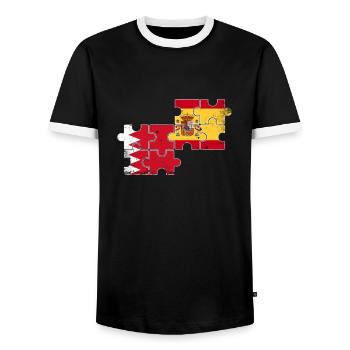 Bahrain Spain Vintage Flag Bahraini - Men's Ringer Shirt - black/white - Front - AI Model Female 172 light (172cm) & AI Model Male 178 light (178cm)