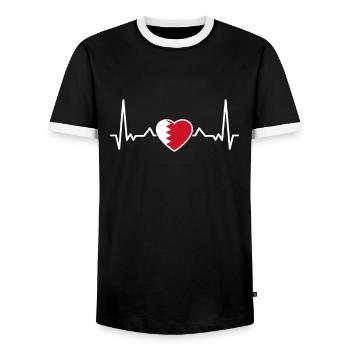 Bahrain heartbeat bahraini flag bahraini - Men's Ringer Shirt - black/white - Front - AI Model Female 172 light (172cm) & AI Model Male 178 light (178cm)