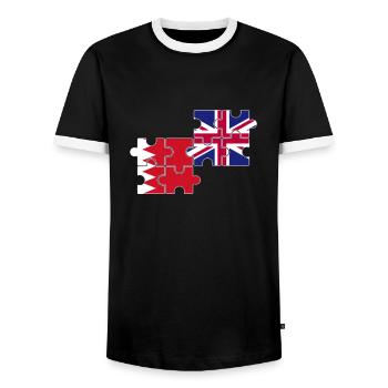 Bahrain UK Flag British Bahraini - Men's Ringer Shirt - black/white - Front - AI Model Female 172 light (172cm) & AI Model Male 178 light (178cm)