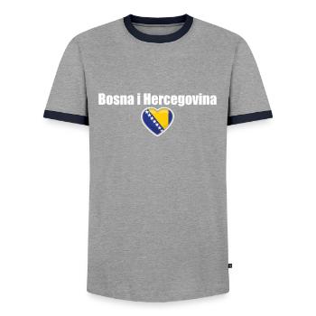 Bosna i Hercegovina Bosnia Bosnian flag - Men's Ringer Shirt - grey/navy  - Front - AI Model Female 172 light (172cm) & AI Model Male 178 light (178cm)