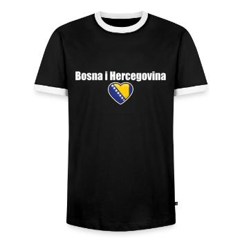 Bosna i Hercegovina Bosnien Bosnische Flagge - Männer Kontrast-T-Shirt - Schwarz/Weiß - Vorne - AI Model Female 172 light (172cm) & AI Model Male 178 light (178cm)