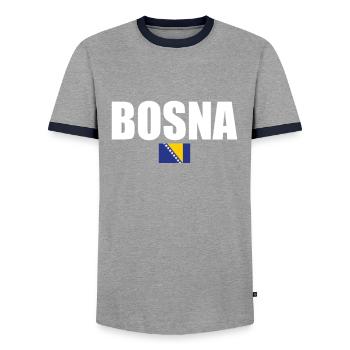 Bosna Bosnia Bosnian Flag Bosnians - Men's Ringer Shirt - grey/navy  - Front - AI Model Female 172 light (172cm) & AI Model Male 178 light (178cm)
