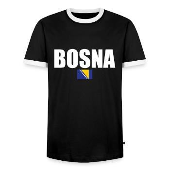 Bosna Bosnien Bosnische Flagge Bosnier - Männer Kontrast-T-Shirt - Schwarz/Weiß - Vorne - AI Model Female 172 light (172cm) & AI Model Male 178 light (178cm)
