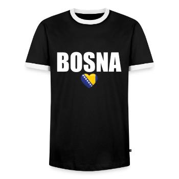 Bosna Bosnien Bosnische Flagge Bosnier - Männer Kontrast-T-Shirt - Schwarz/Weiß - Vorne - AI Model Female 172 light (172cm) & AI Model Male 178 light (178cm)