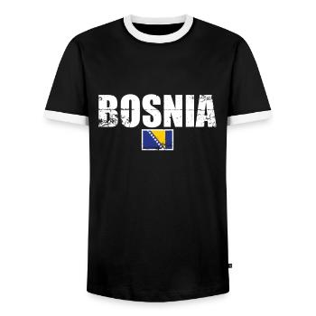 Bosnie Bosnie Vintage Drapeau bosniaque - T-shirt contrasté Homme - noir/blanc - Devant - AI Model Female 172 light (172cm) & AI Model Male 178 light (178cm)