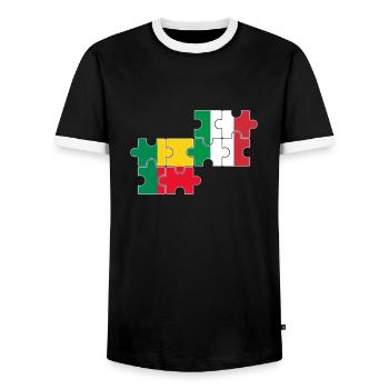 Bénin Italie Drapeau Béninois - T-shirt contrasté Homme - noir/blanc - Devant - AI Model Female 172 light (172cm) & AI Model Male 178 light (178cm)