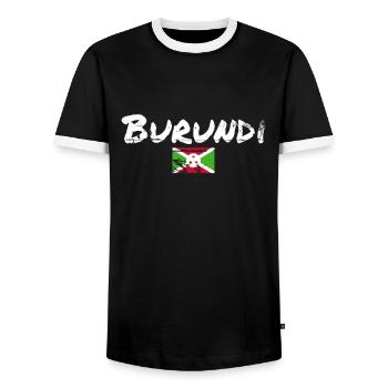 Burundi Vintage Burundian Flag Burundian - Men's Ringer Shirt - black/white - Front - AI Model Female 172 light (172cm) & AI Model Male 178 light (178cm)
