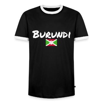 Burundi Burundian flag Burundian - Men's Ringer Shirt - black/white - Front - AI Model Female 172 light (172cm) & AI Model Male 178 light (178cm)