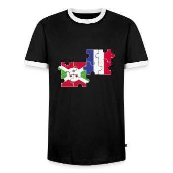 Burundi France Flag Burundian - Men's Ringer Shirt - black/white - Front - AI Model Female 172 light (172cm) & AI Model Male 178 light (178cm)