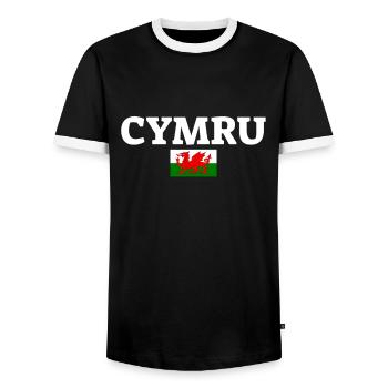 Cymru Wales Walisische Flagge Waliser - Männer Kontrast-T-Shirt - Schwarz/Weiß - Vorne - AI Model Female 172 light (172cm) & AI Model Male 178 light (178cm)
