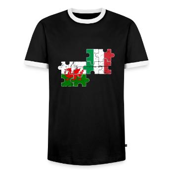 Pays de Galles Italie Vintage Drapeau Italien Gallois - T-shirt contrasté Homme - noir/blanc - Devant - AI Model Female 172 light (172cm) & AI Model Male 178 light (178cm)