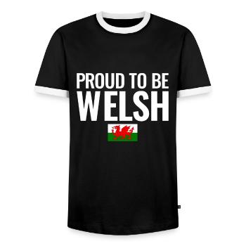 Proud To Be Welsh Wales Walisische Flagge Waliser - Männer Kontrast-T-Shirt - Schwarz/Weiß - Vorne - AI Model Female 172 light (172cm) & AI Model Male 178 light (178cm)