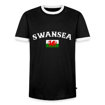 Swansea Wales Walisische Flagge Waliser - Männer Kontrast-T-Shirt - Schwarz/Weiß - Vorne - AI Model Female 172 light (172cm) & AI Model Male 178 light (178cm)